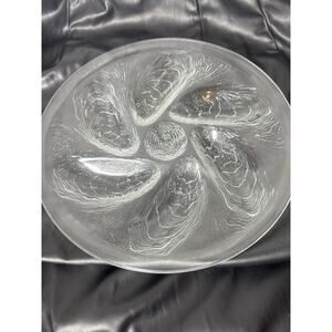 VINTAGE Arcoroc Glass Oyster Plate Clear & Frosted Serving Dish 10.5" France